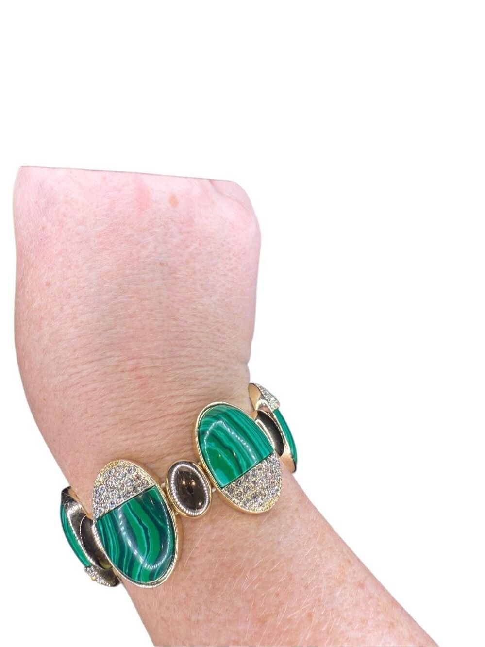 Ann Taylor Green and Crystal Beaded Bracelet